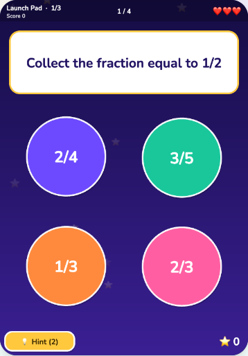 A KRIGYAN game: collect the fraction equal to one half